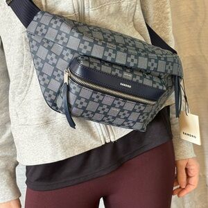 Sandro Black and Gray Patterned Belt Bag